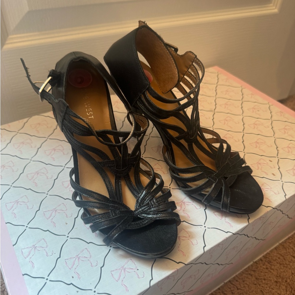 Nine West Black Strappy High Heel Sandals